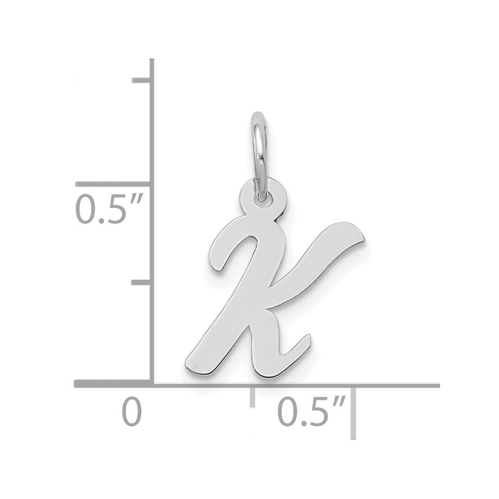 10k White Gold Small Script Initial K Charm
