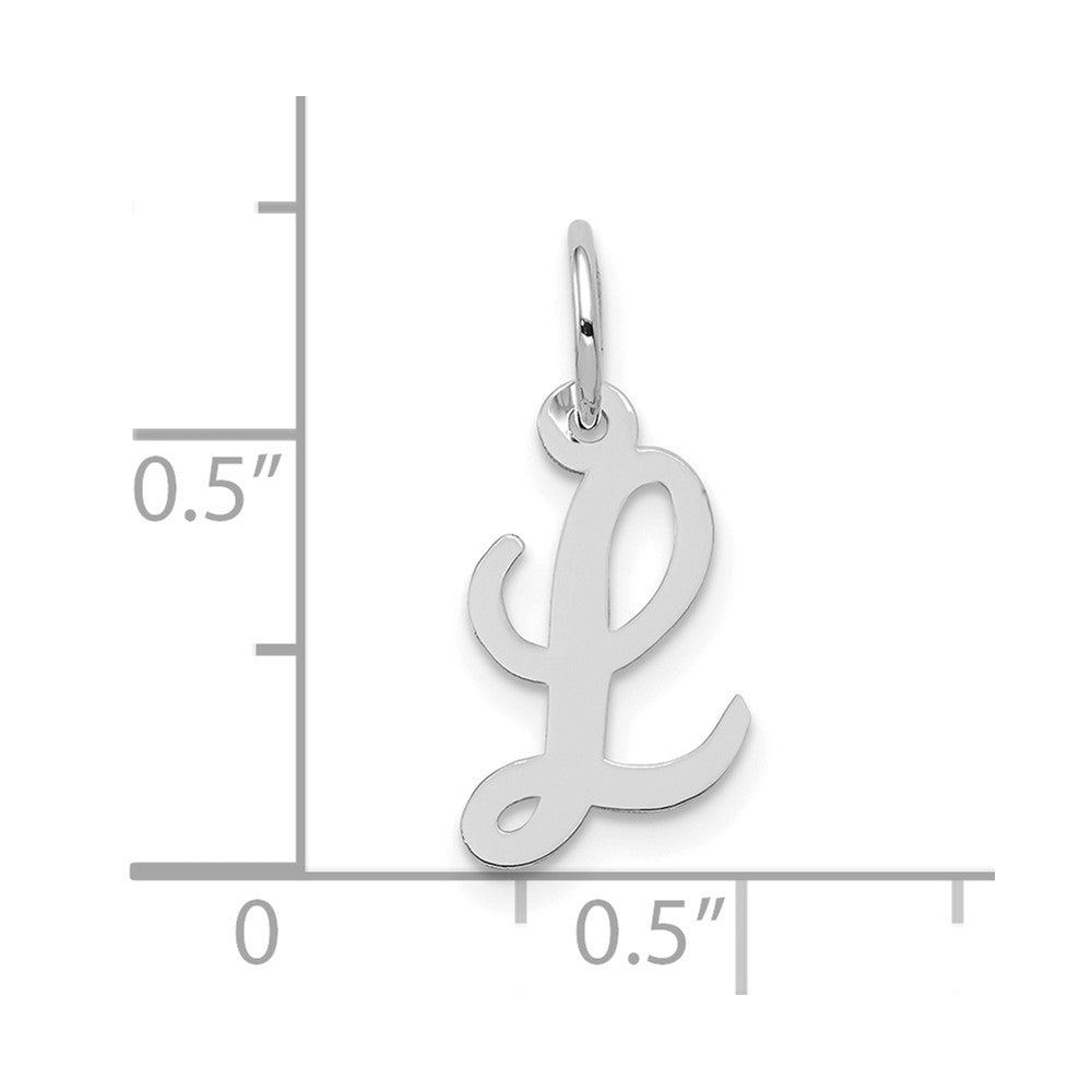 10k White Gold Small Script Initial L Charm