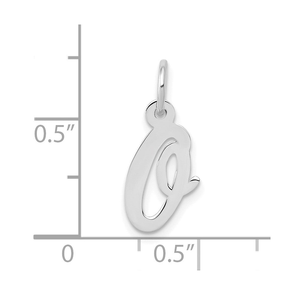 10k White Gold Small Script Initial O Charm