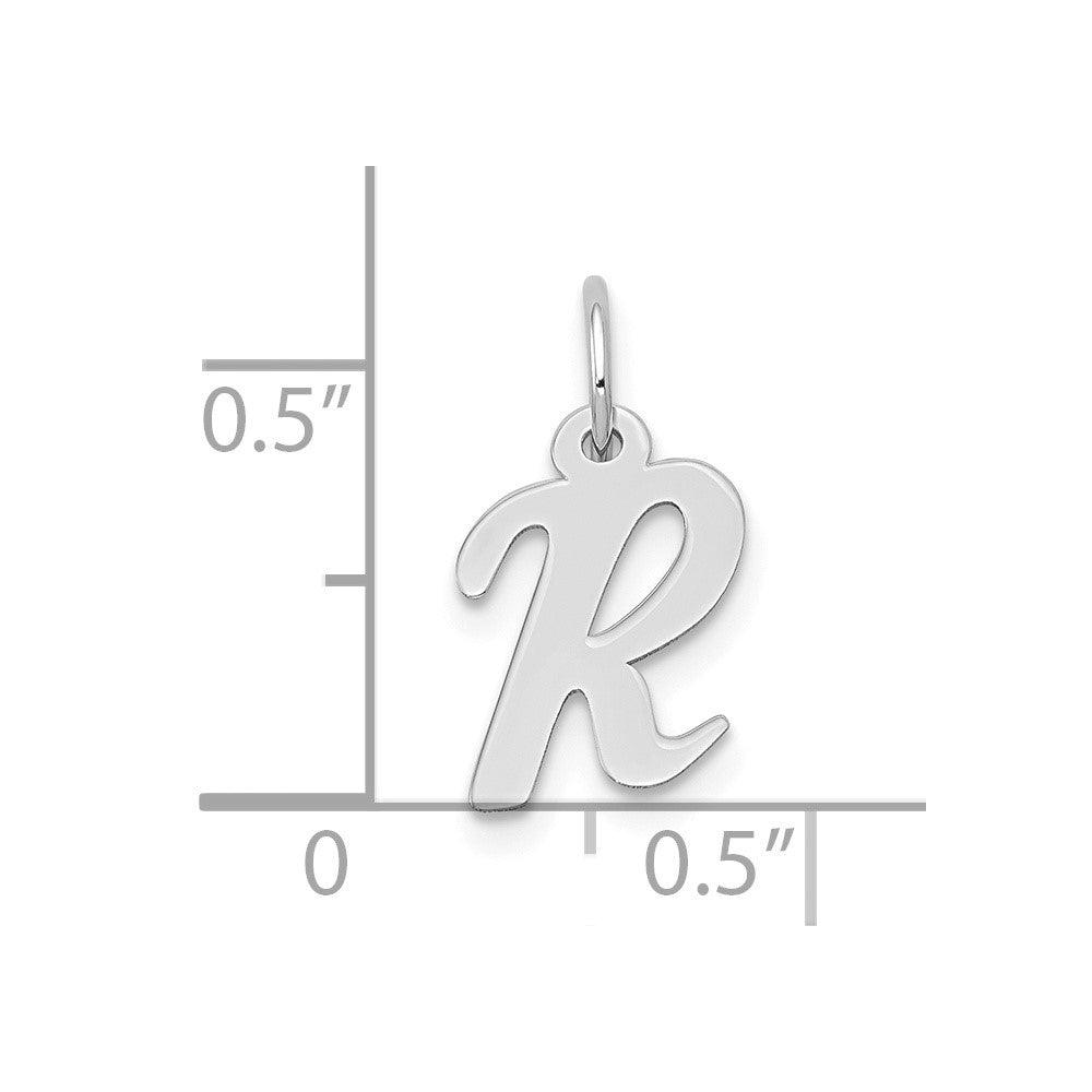 10k White Gold Small Script Initial R Charm