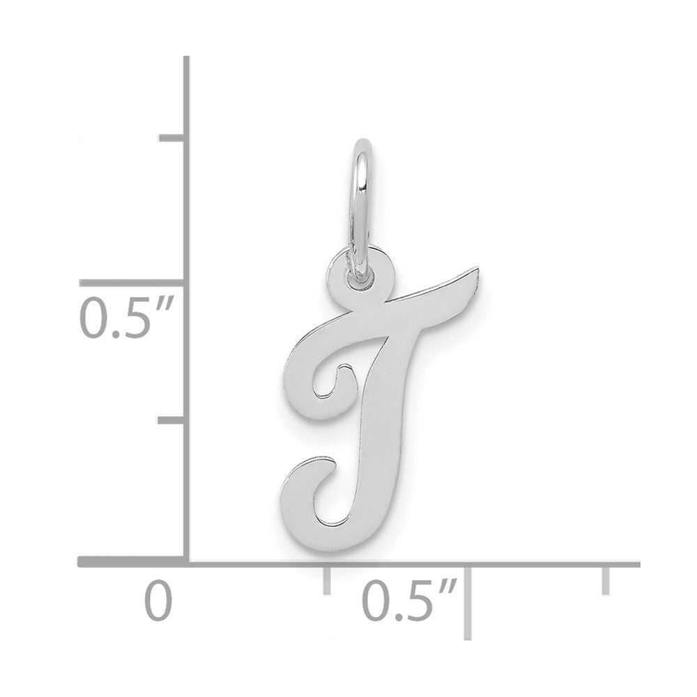10k White Gold Small Script Initial T Charm