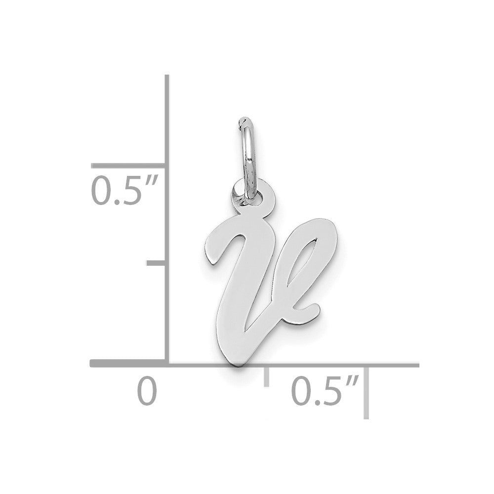 10k White Gold Small Script Initial V Charm