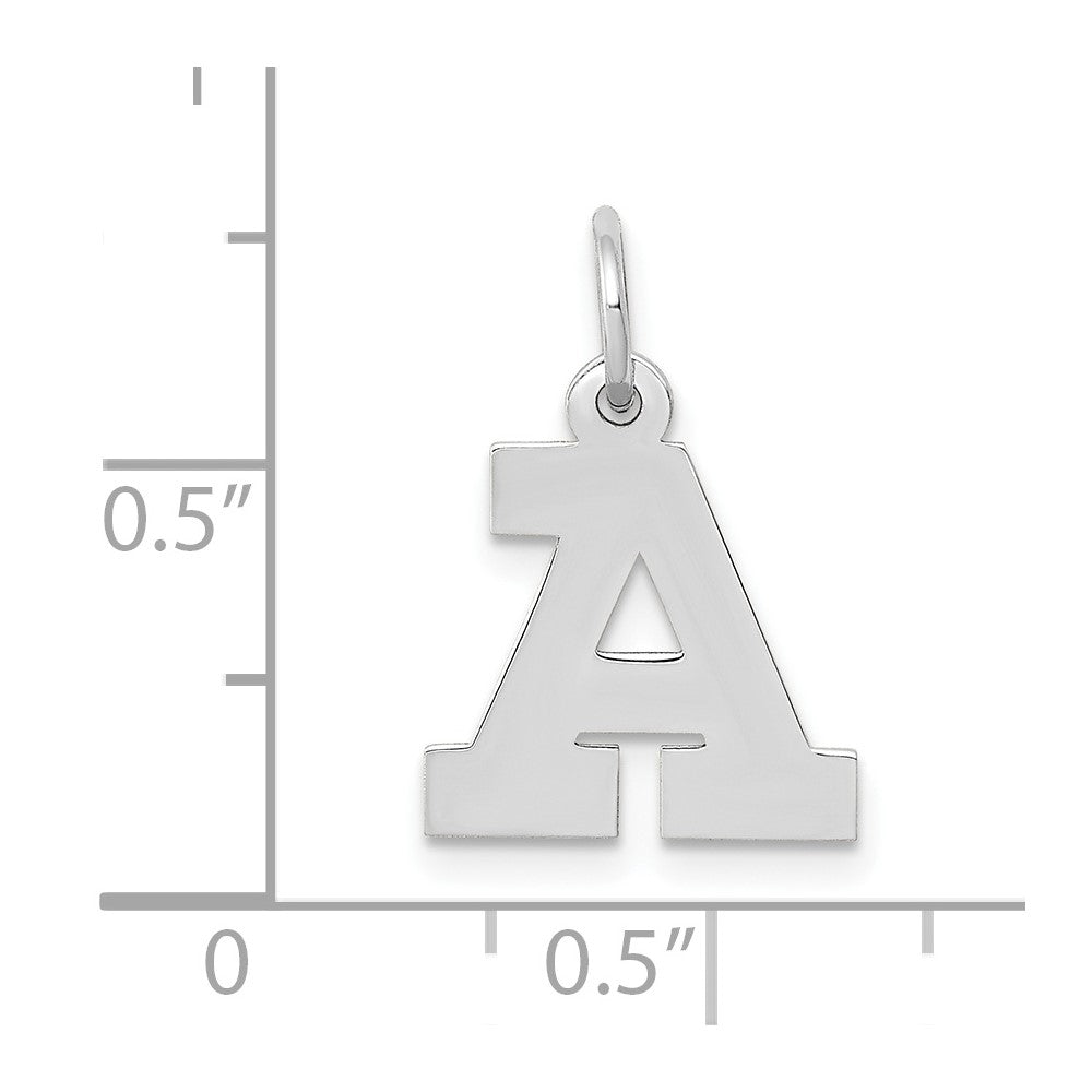 10k White Gold Small Block Initial A Charm