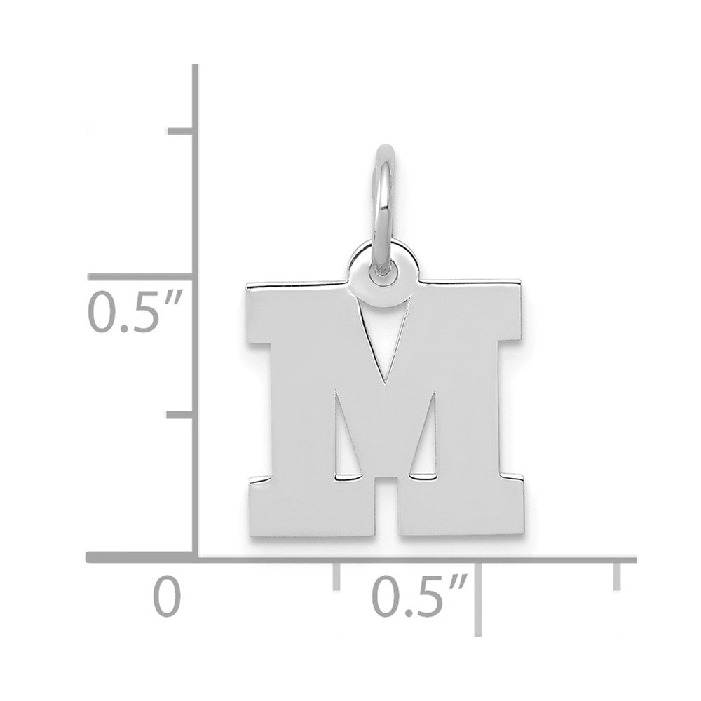 10k White Gold Small Block Initial M Charm