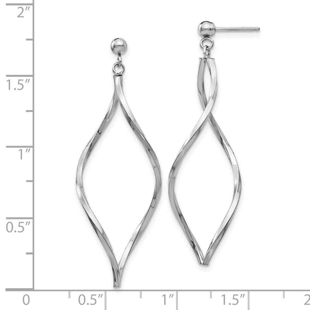 10k White Gold Twisted Post Dangle Earrings