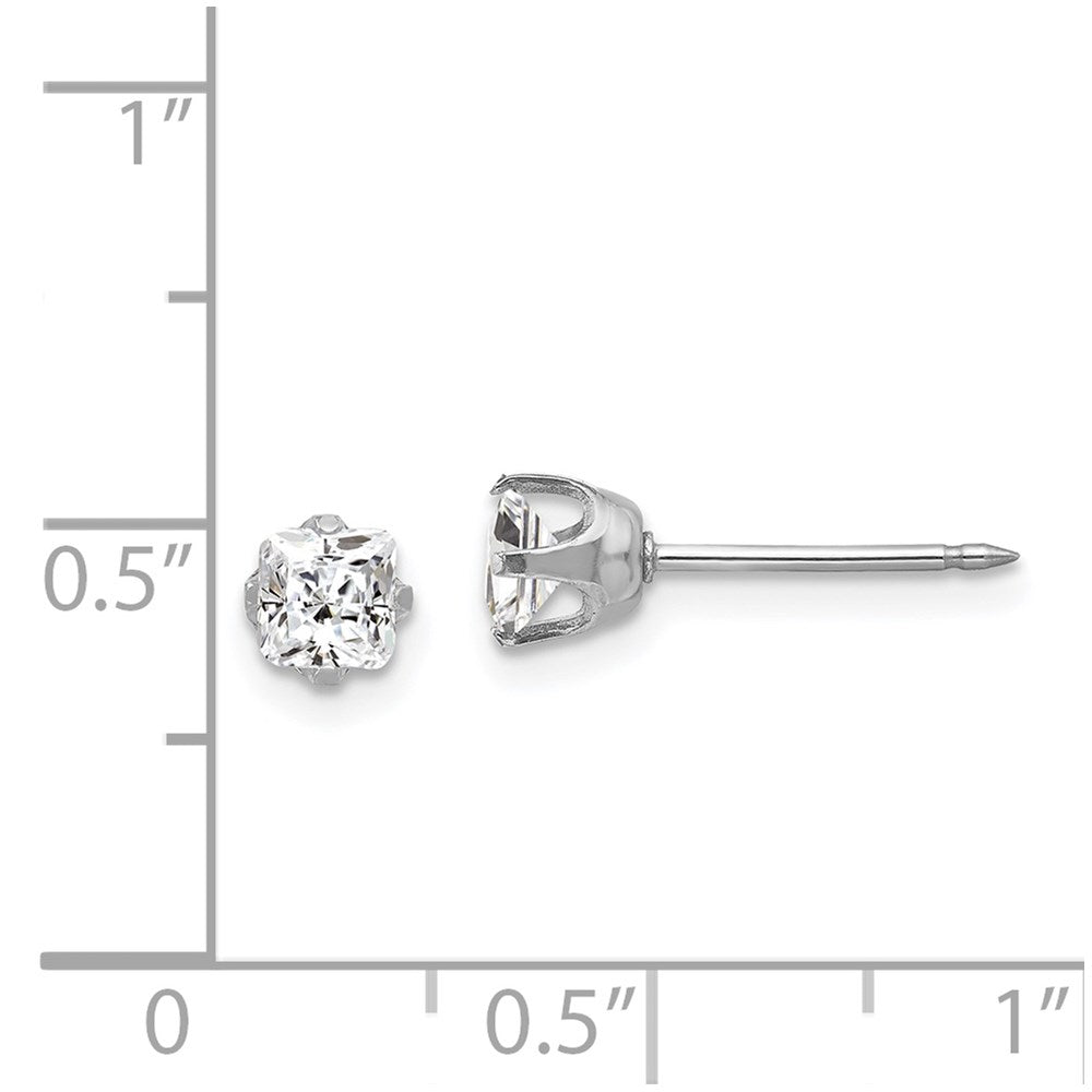 Piercing only 14k White Gold 5mm Sq CZ Post Earrings