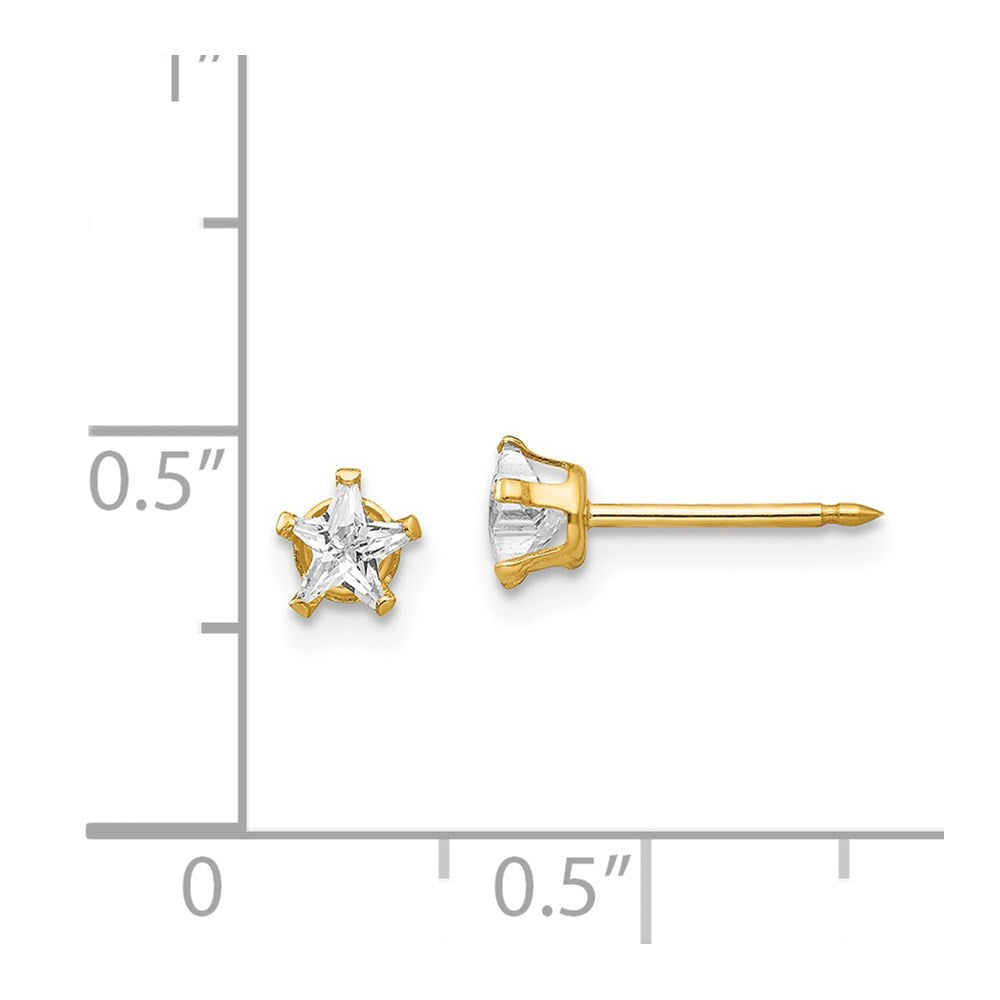 Piercing only 14k 4mm Star CZ Post Earrings