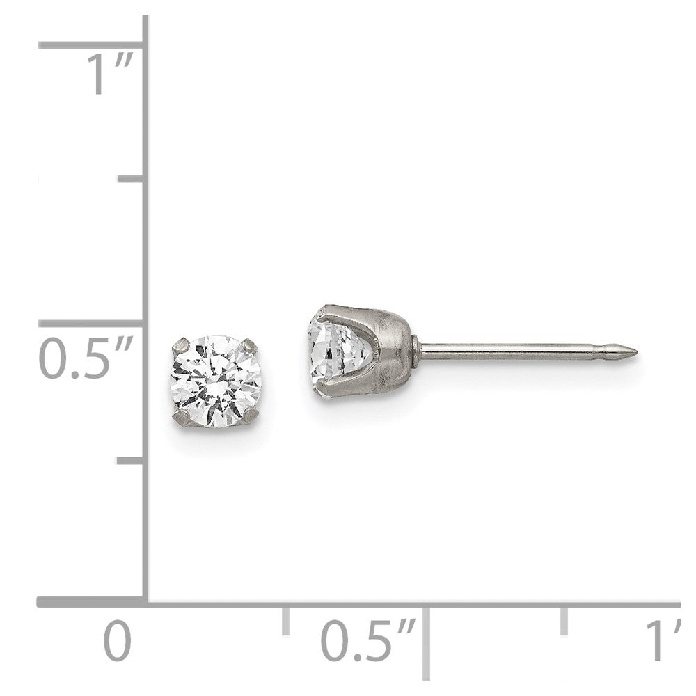 Piercing only Stainless Steel Polished 5mm CZ Post Earrings