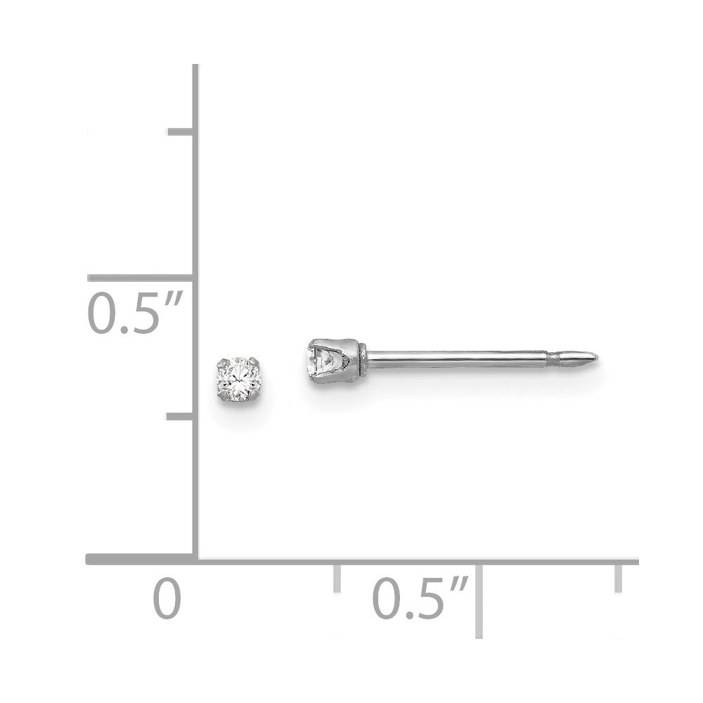 Piercing only 18k White Gold 2mm CZ Earrings
