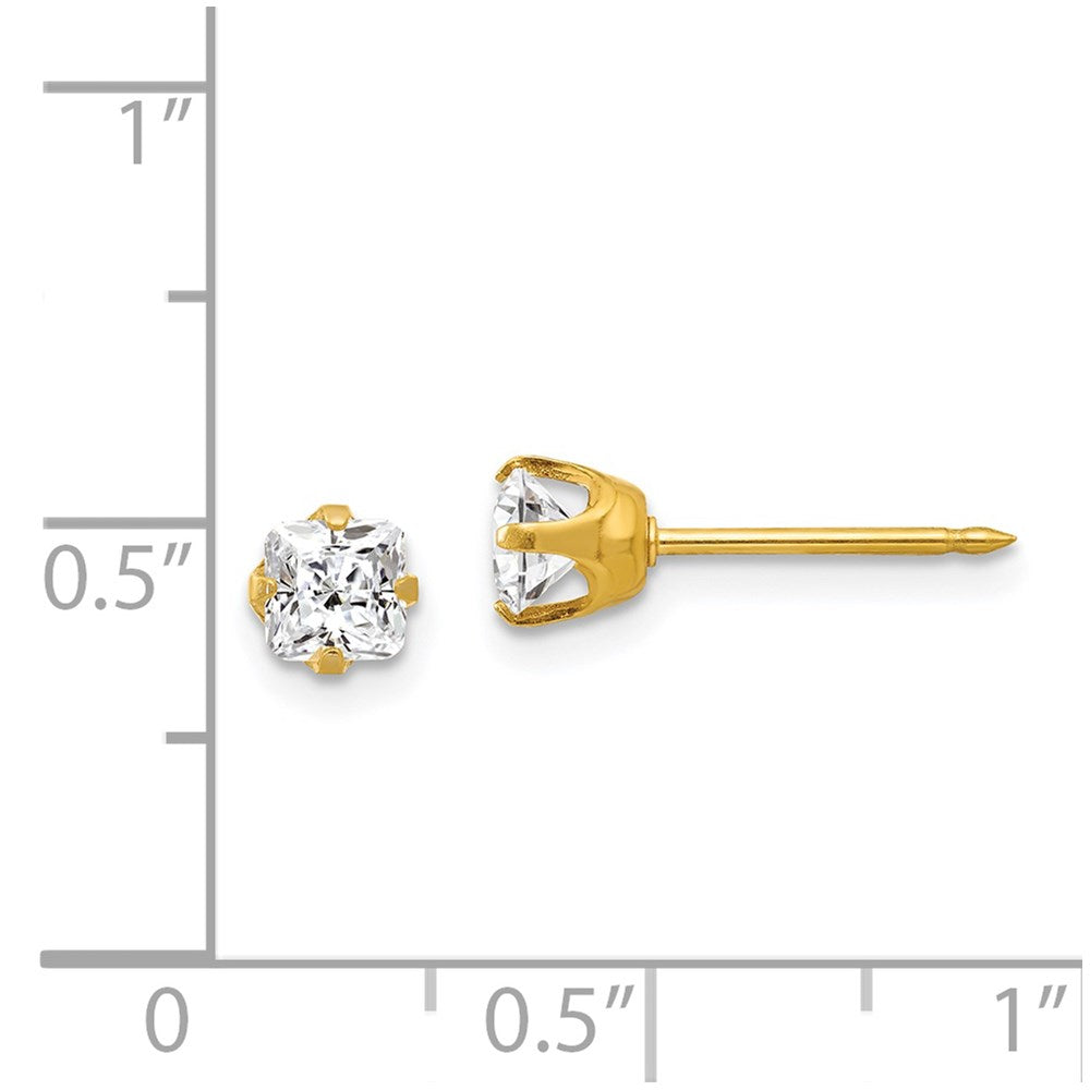 Piercing only 14k 5mm Sq. Princess CZ Post Earrings
