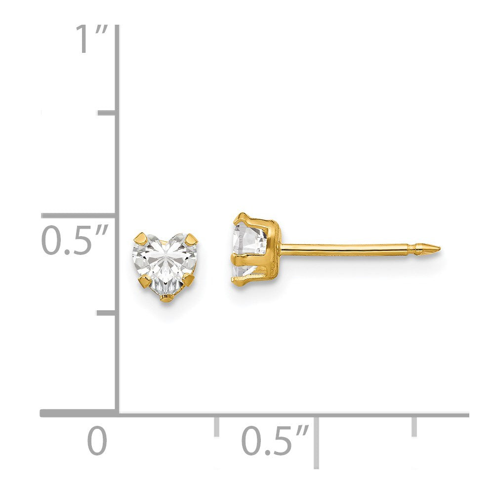 Piercing only 14k 4mm Clear Heart CZ Earrings