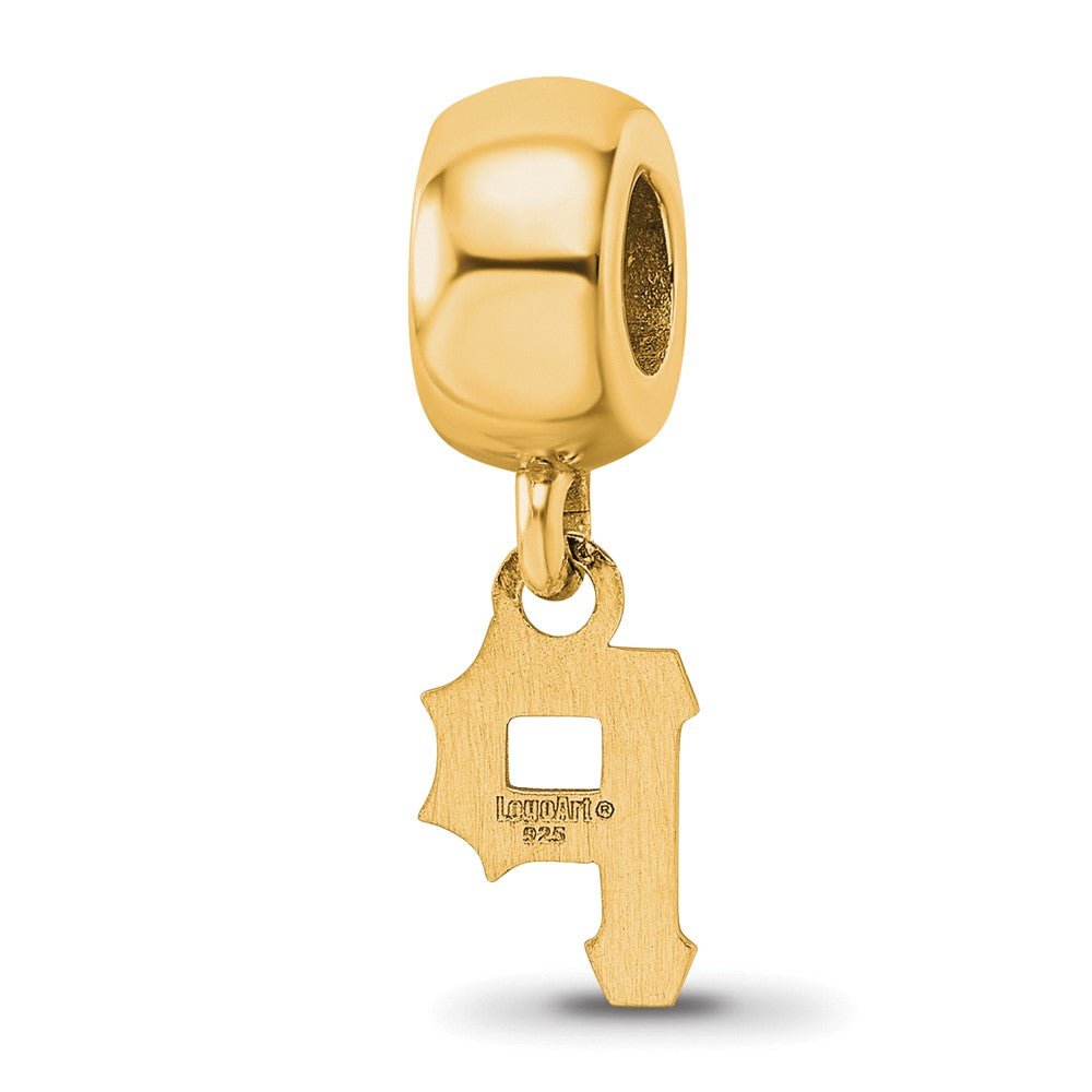 Sterling Silver Gold-plated MLB Pittsburgh Pirates Letter P Extra Small Dangle Bead