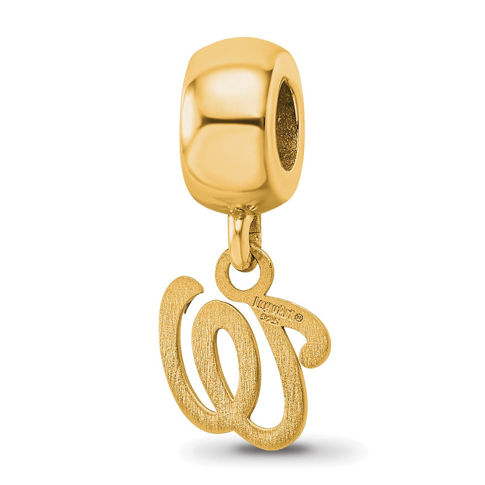 Sterling Silver Gold-plated MLB Washington Nationals Letter W Extra Small Dangle Bead