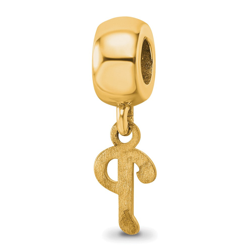 Sterling Silver Gold-plated MLB Philadelphia Phillies Letter P Extra Small Dangle Bead
