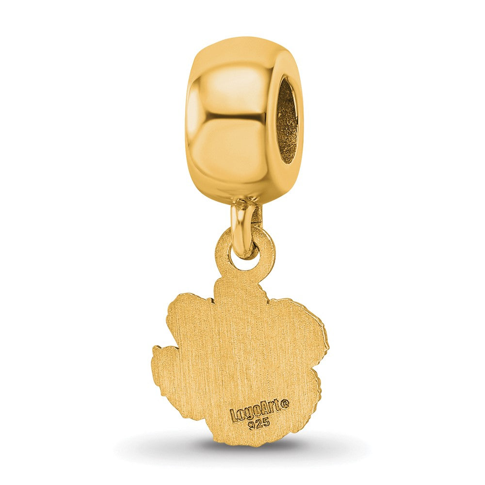 Sterling Silver Gold-plated Clemson University Tiger Paw Extra Small Dangle Bead Charm
