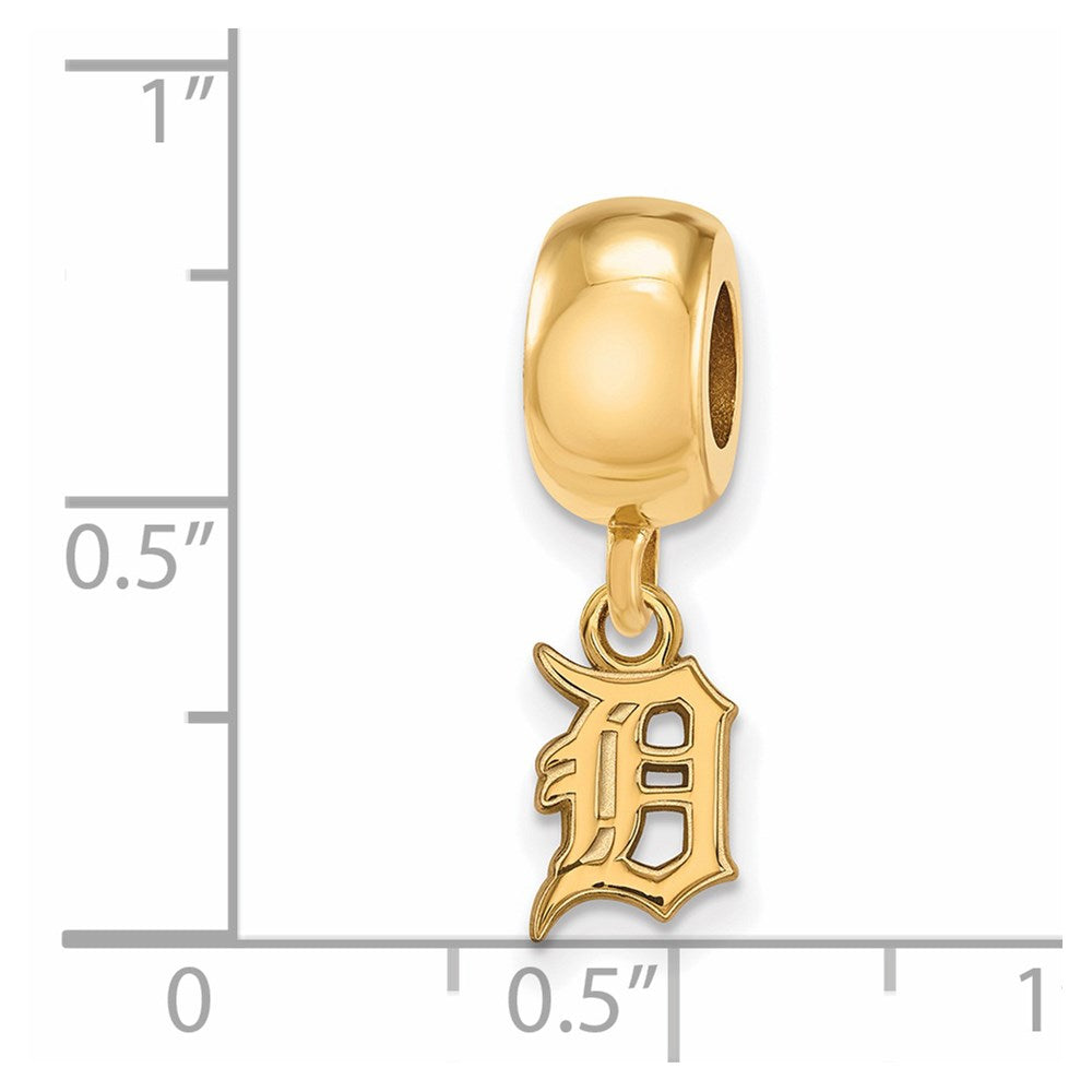 Sterling Silver Gold-plated MLB Detroit Tigers Letter D Extra Small Dangle Bead