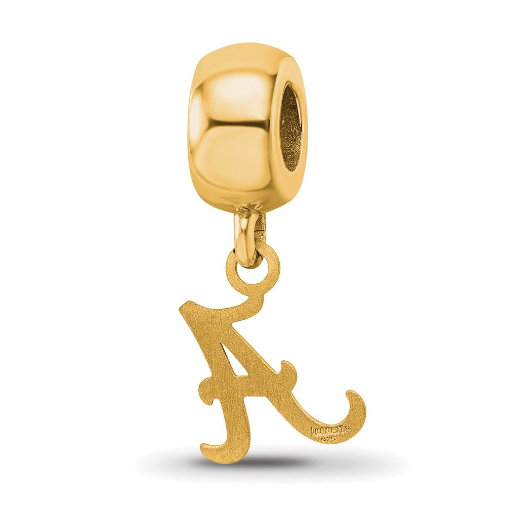 Sterling Silver Gold-plated University of Alabama Letter A Extra Small Dangle Bead Charm