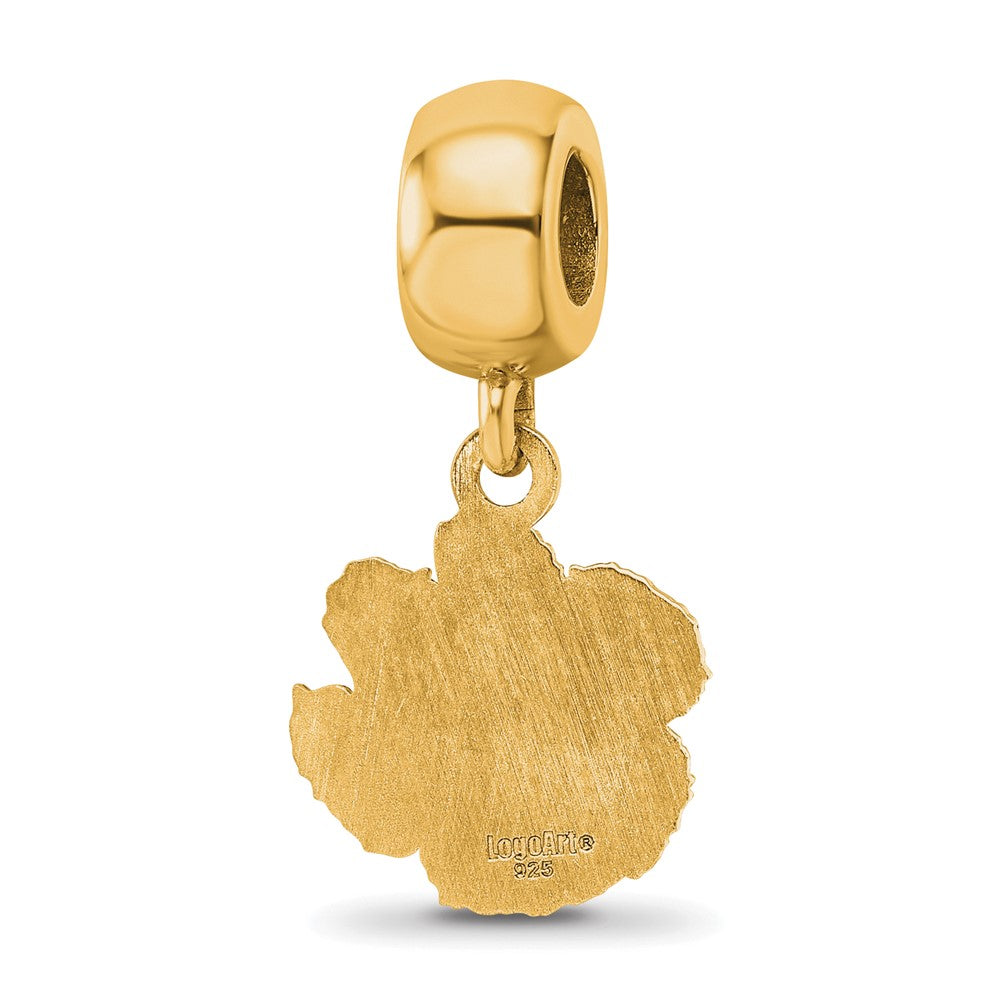 Sterling Silver Gold-plated Clemson University Tiger Paw Small Dangle Bead Charm