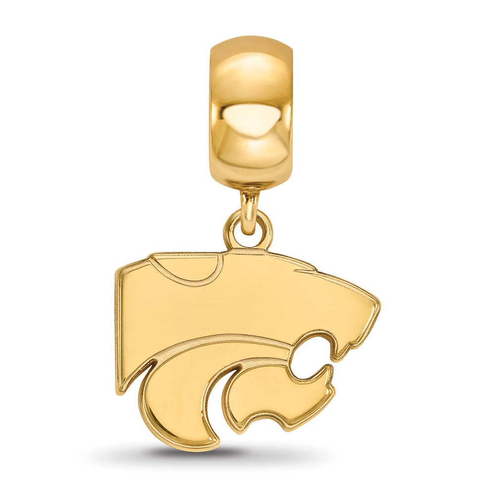 Sterling Silver Gold-plated Kansas State University Wildcat Small Dangle Bead Charm