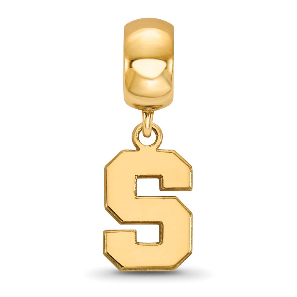Sterling Silver Gold-plated Michigan State University Letter S Small Dangle Bead Charm