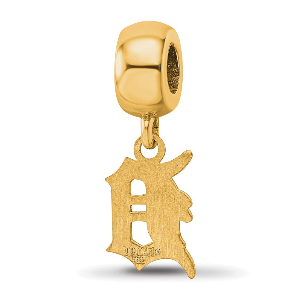 Sterling Silver Gold-plated MLB Detroit Tigers Letter D Small Dangle Bead