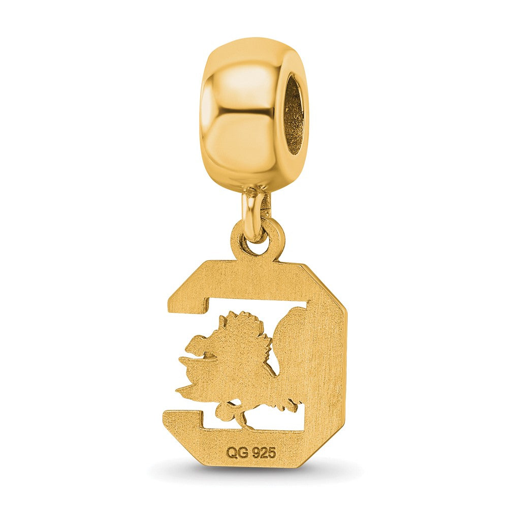 Sterling Silver Gold-plated University of South Carolina Small Dangle Bead Charm