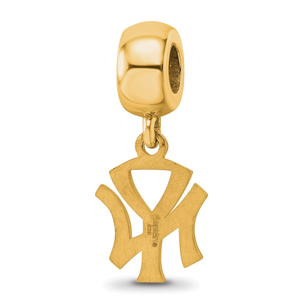 Sterling Silver Gold-plated MLB New York Yankees N-Y Small Dangle Bead