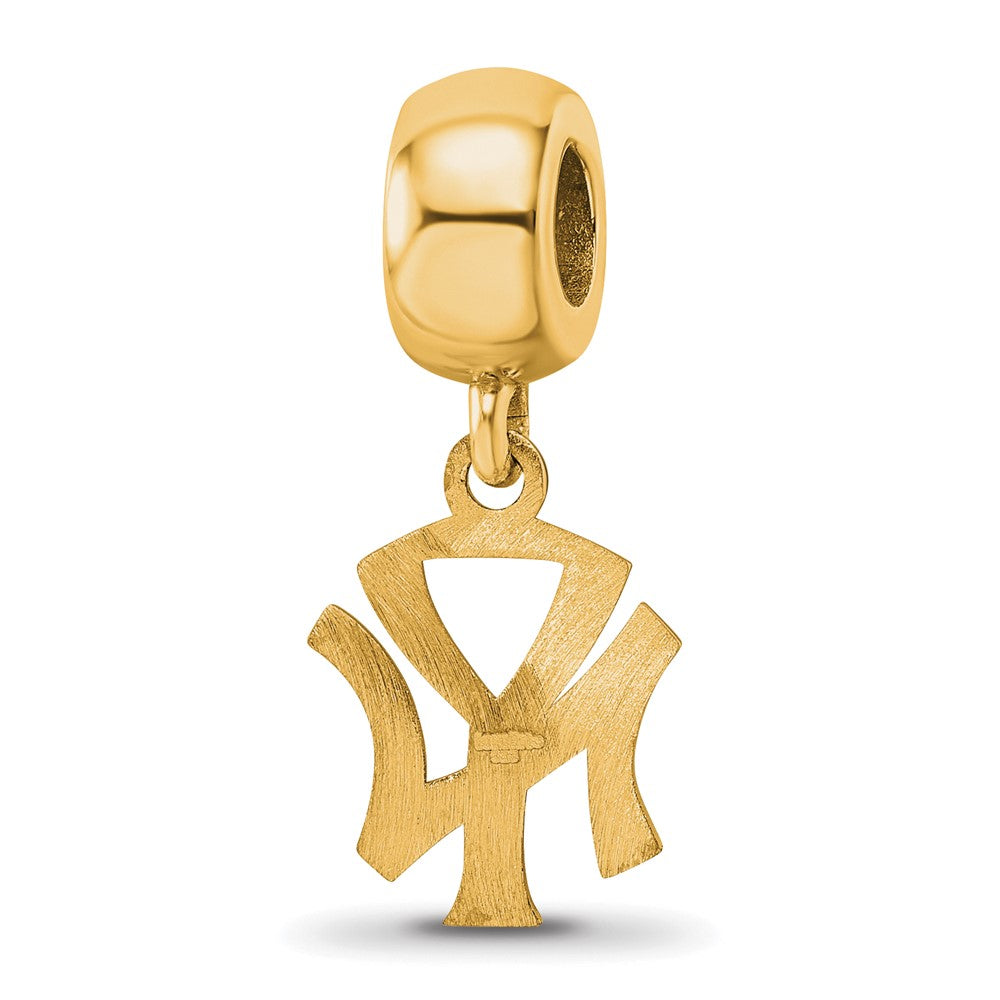 Sterling Silver Gold-plated MLB New York Yankees N-Y Small Dangle Bead