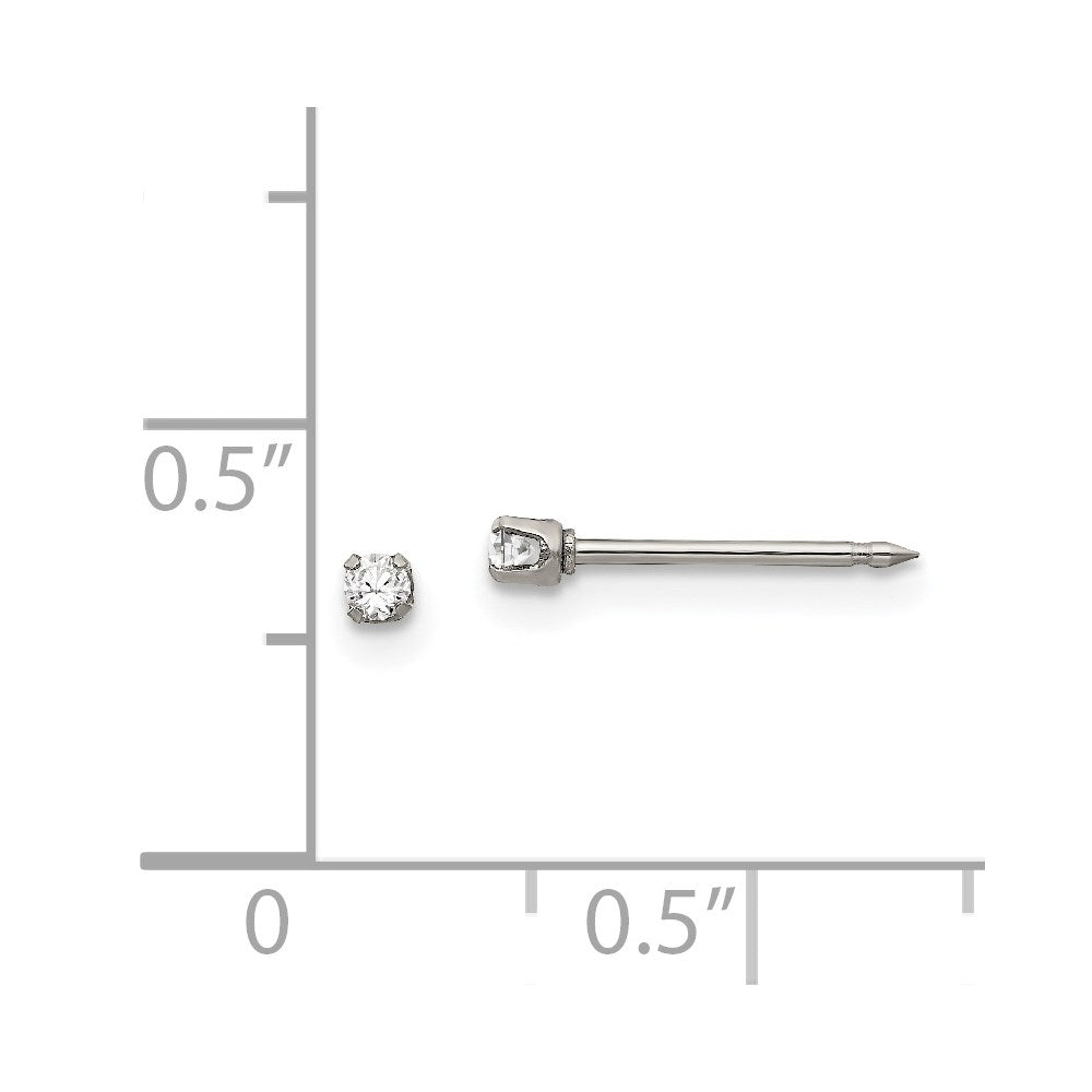 Piercing only Stainless Steel Polished 2mm CZ Post Earrings