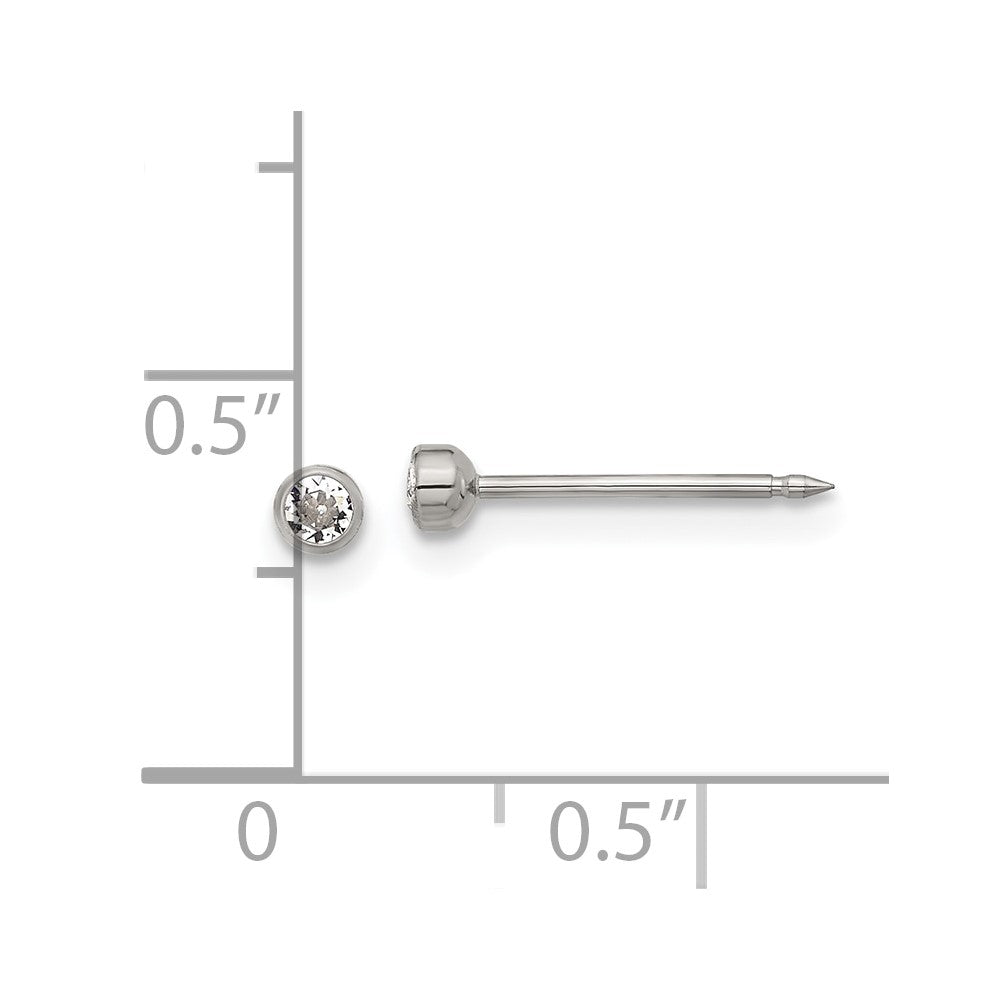 Piercing only Titanium 3mm Crystal Post Earrings