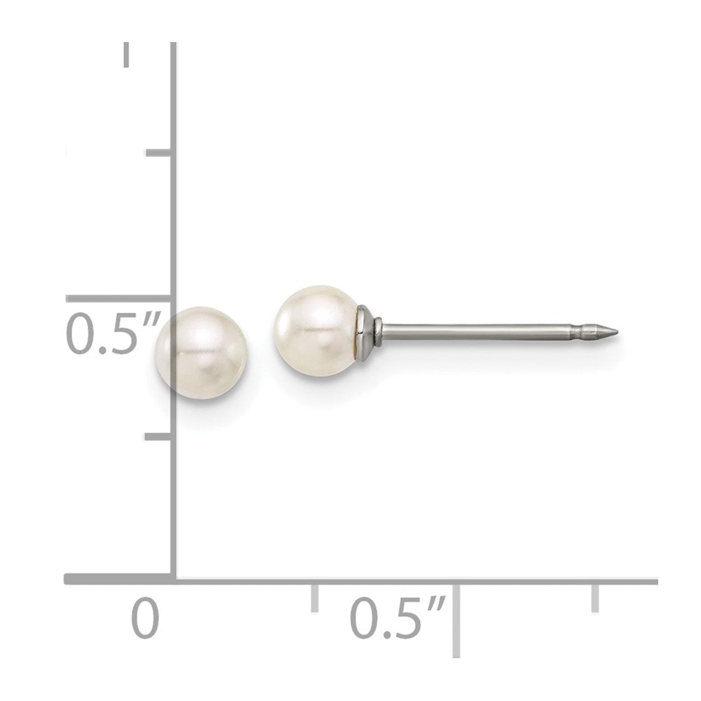 Piercing only Titanium 4mm Glass Pearl Post Earrings