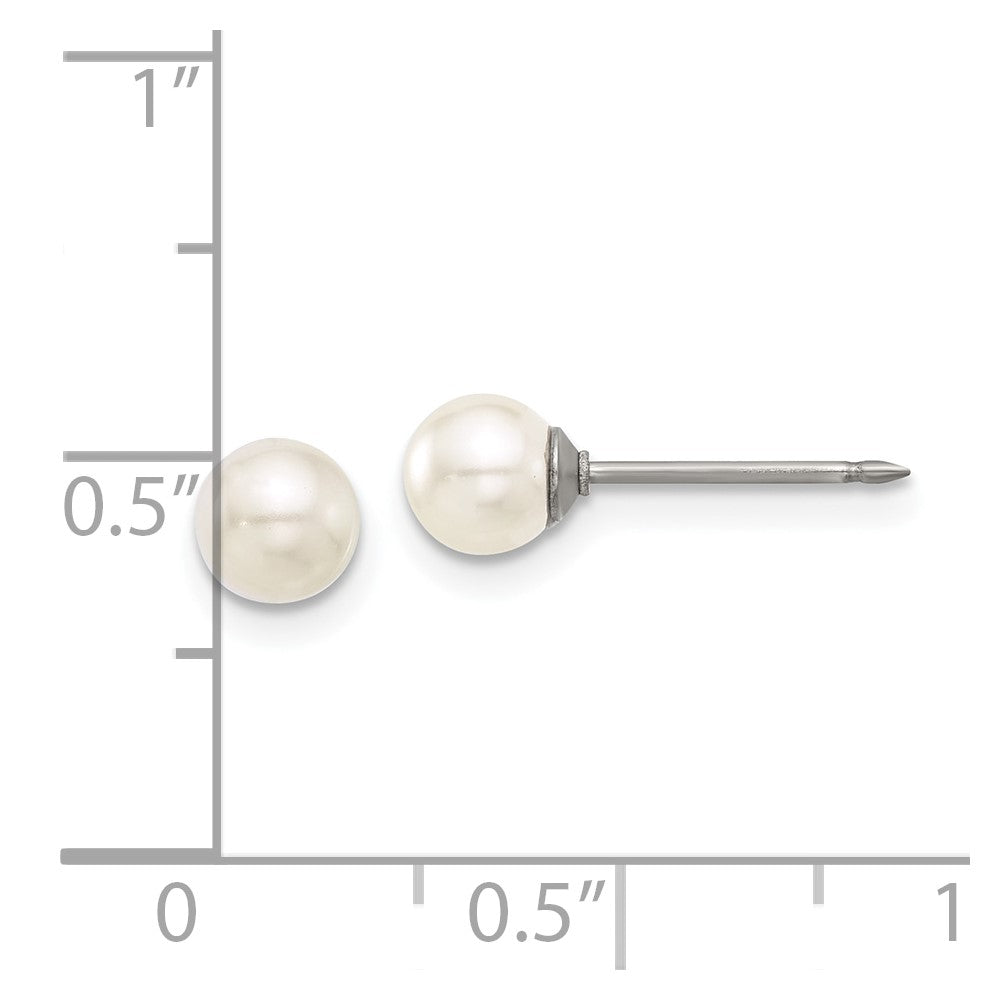 Piercing only Titanium 5mm Glass Pearl Post Earrings