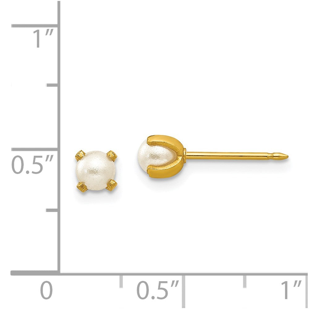 Piercing only 14k 4mm Simulated Pearl Earrings