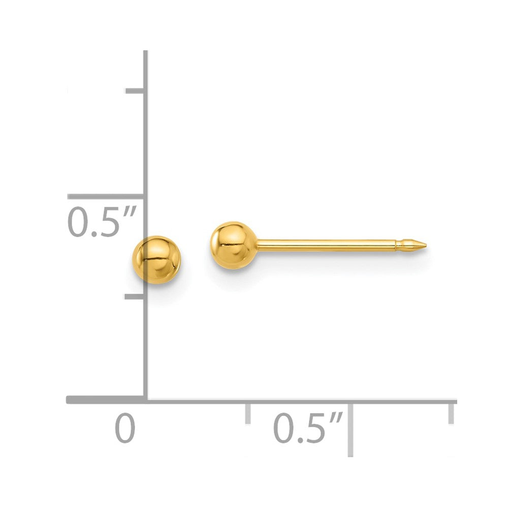 Piercing only Stainless Steel 24K Gold-plated 3mm Ball Post Earrings