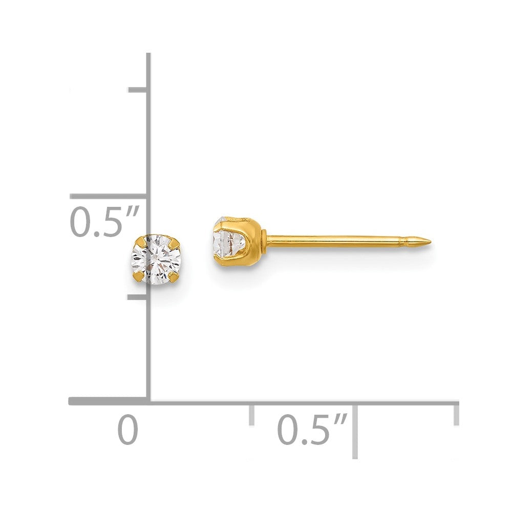 Piercing only 14K Polished 3mm CZ Short Post Earrings