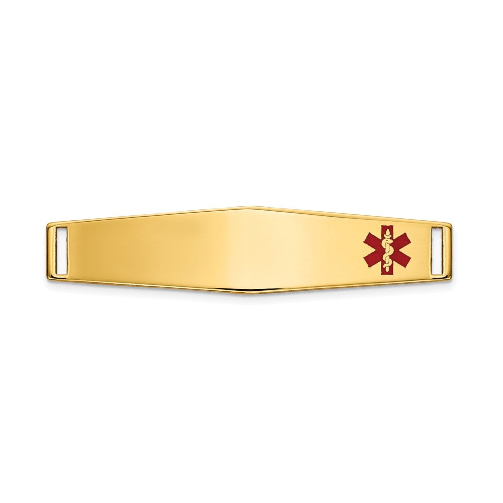 14K Polished Medical ID Off Ctr Soft Diamond Shape Plate # 819