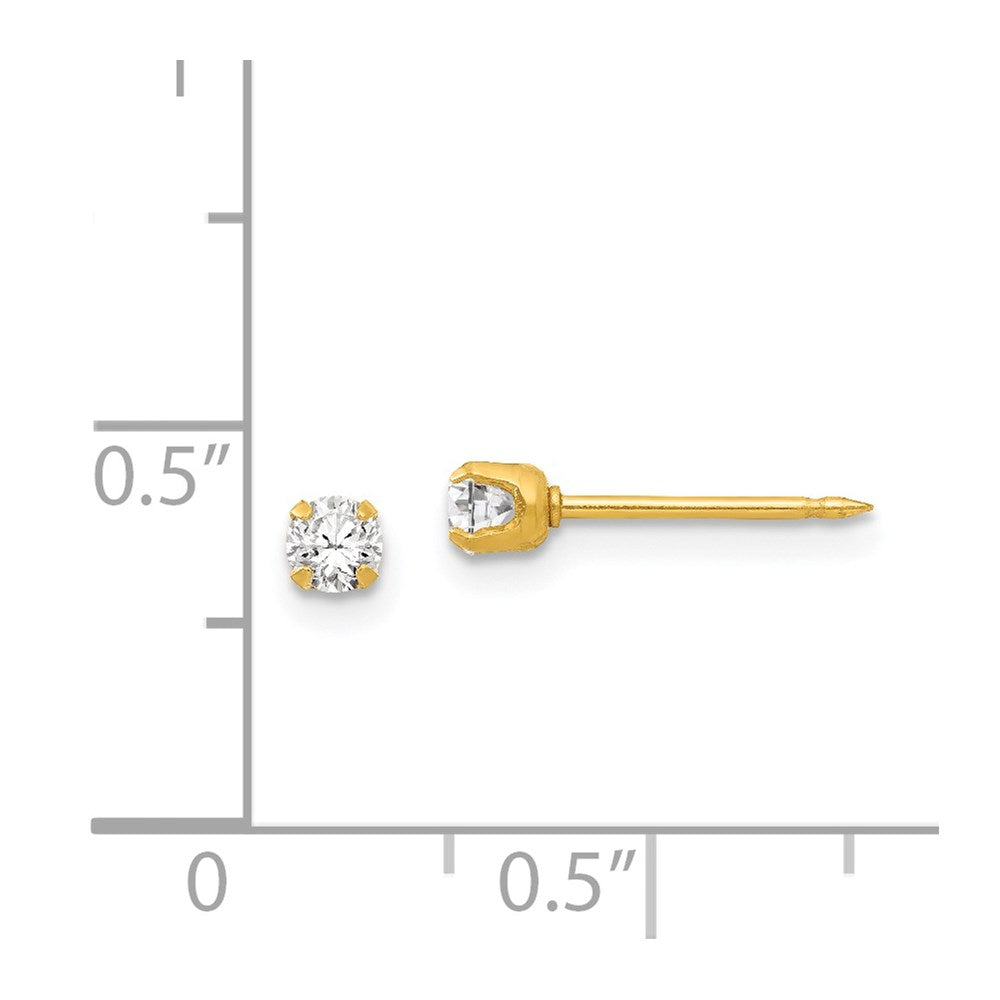 Piercing only 24k Plated April Crystal Birthstone Earrings