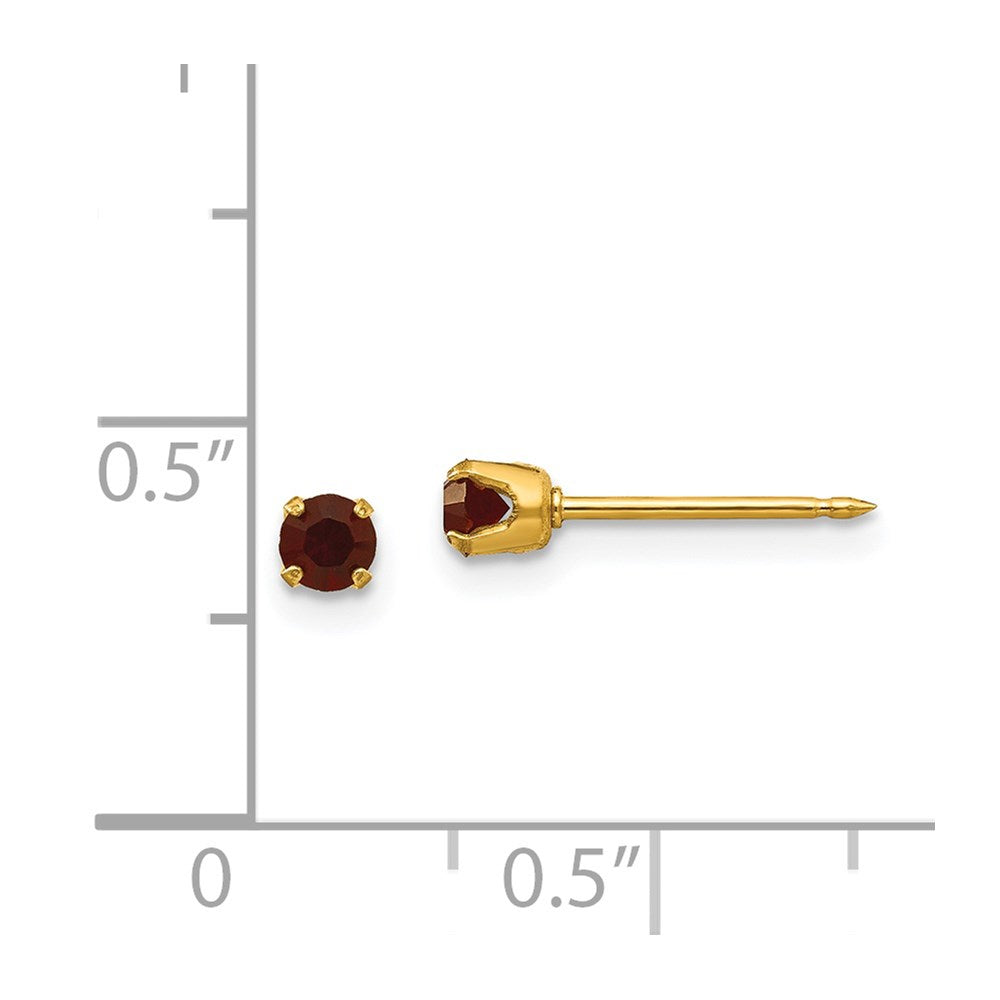 Piercing only 14k 3mm January Crystal Birthstone Post Earrings