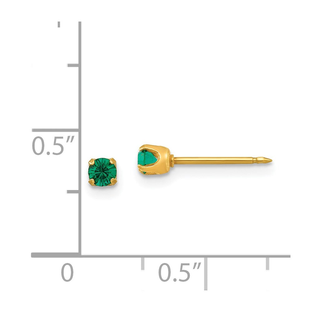 Piercing only 14k 3mm May Crystal Birthstone Post Earrings