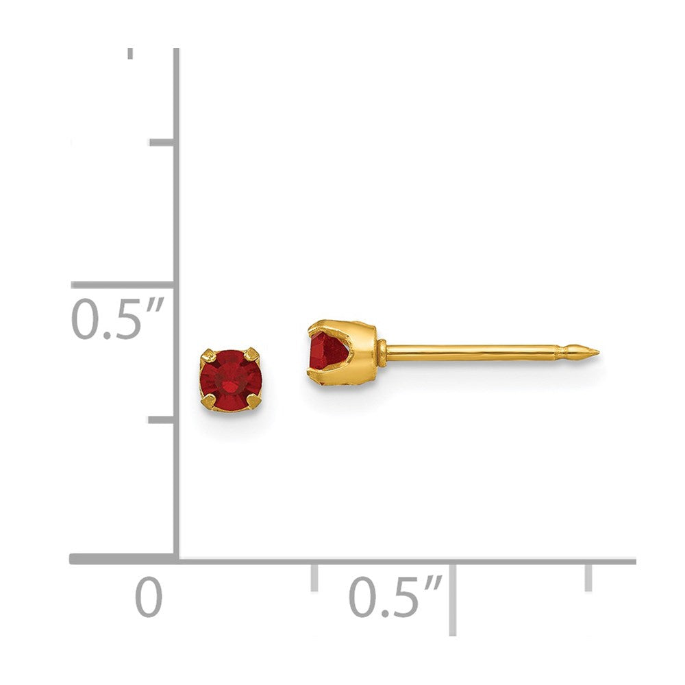 Piercing only 14k 3mm July Crystal Birthstone Post Earrings