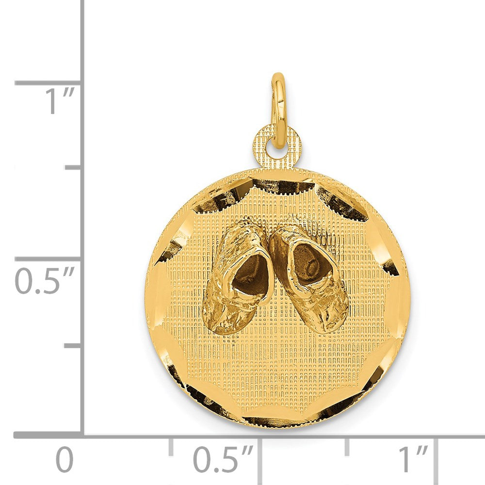 14k Small Solid Engravable Shoes on Disc Charm