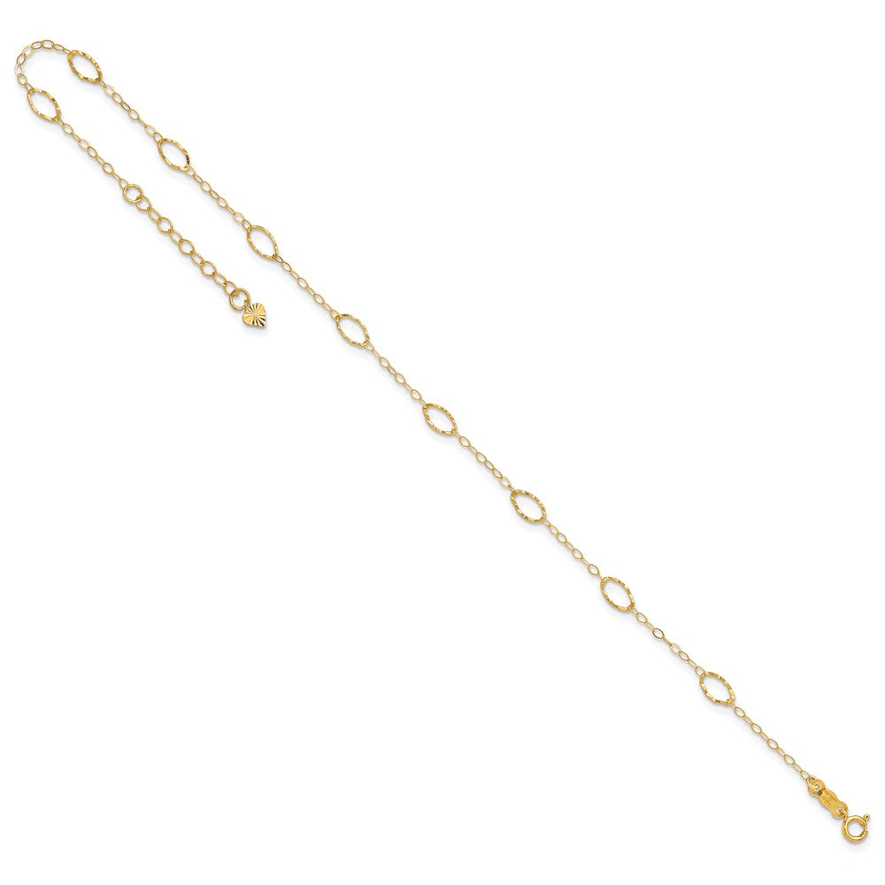14k Oval Shapes 9in Plus 1in ext Anklet