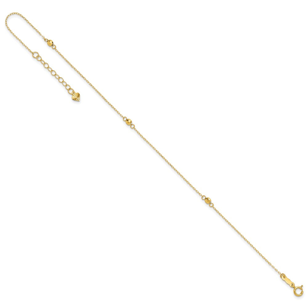 14K Mirror Beads 9in Plus 1in Ext Anklet