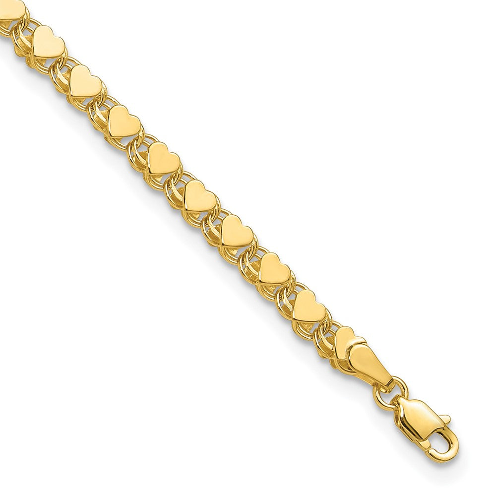 14k Polished Double-Sided Heart 6in Child's Bracelet