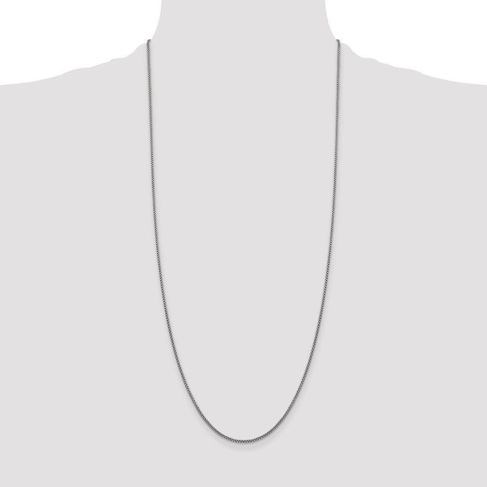14K White Gold 30 inch 1.5mm Semi-Solid Round Box with Lobster Clasp Chain