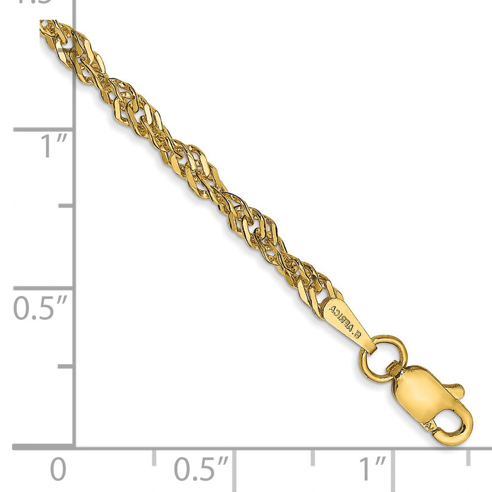14K 9 inch 2.75mm Lightweight Singapore with Lobster Clasp Anklet