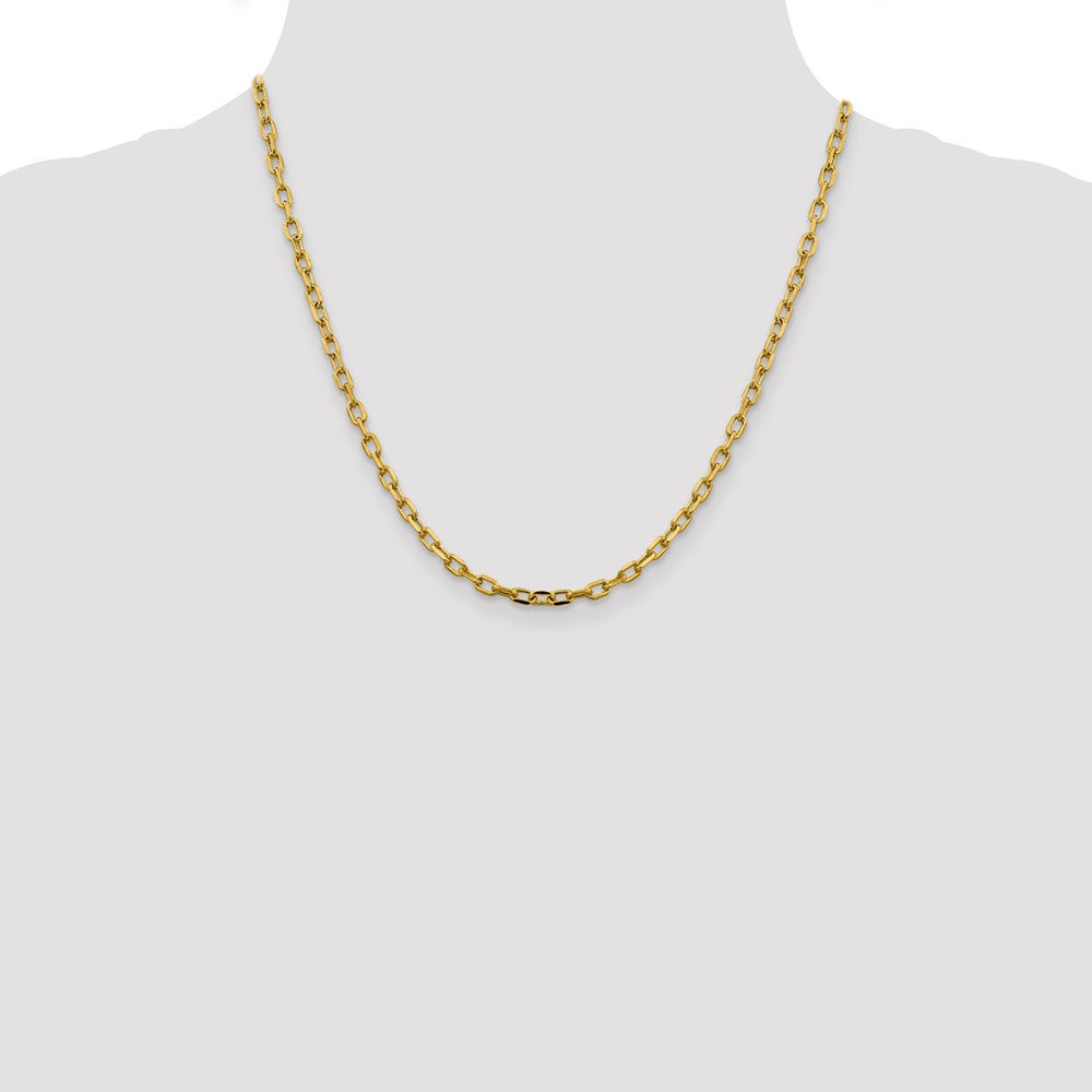 14K 20 inch 3.7mm Semi-Solid Diamond-cut Open Link Cable with Lobster Clasp Chain