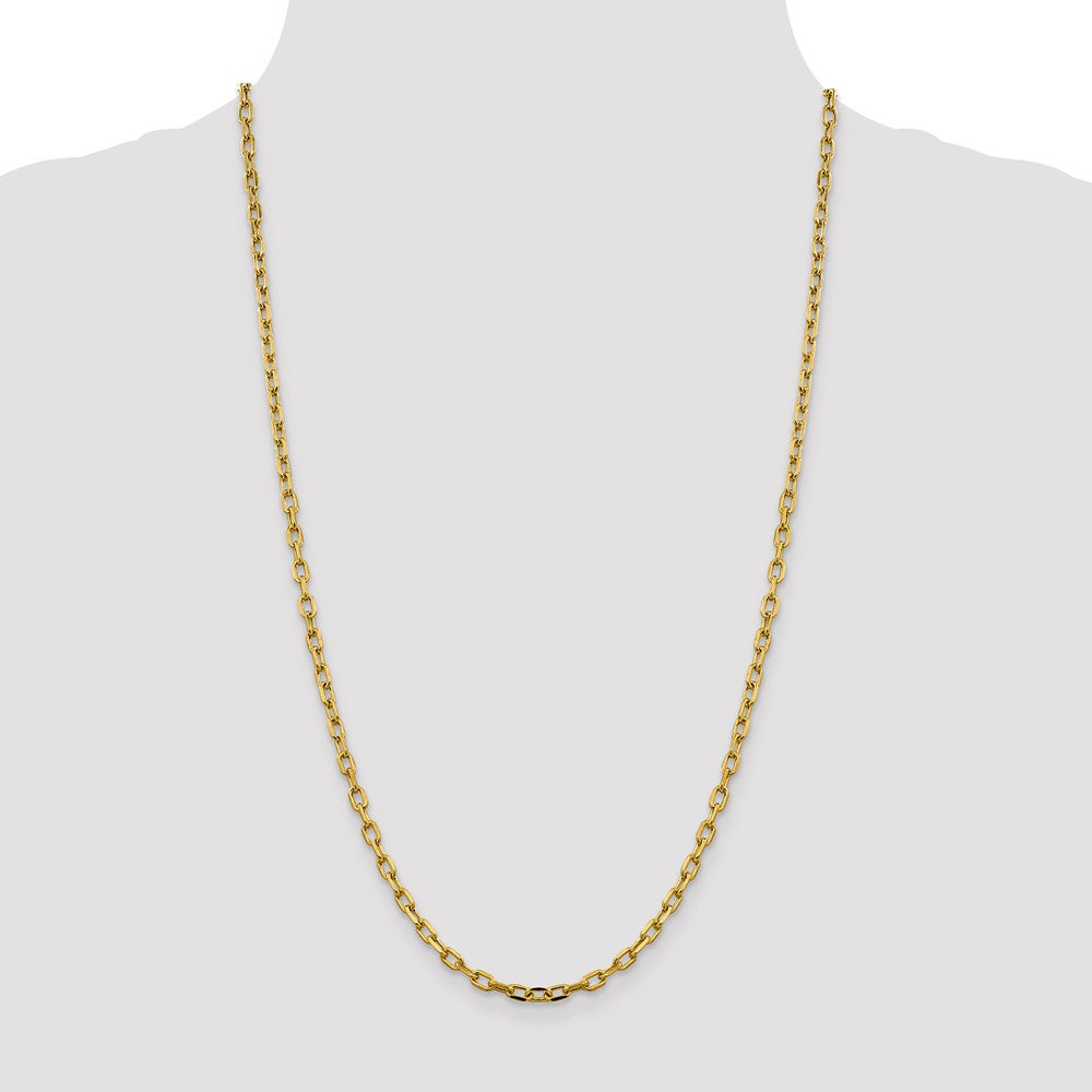 14K 26 inch 3.7mm Semi-Solid Diamond-cut Open Link Cable with Lobster Clasp Chain