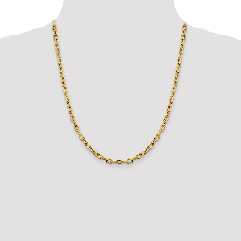 14K 22 inch 4.9mm Semi-Solid Diamond-cut Open Link Cable with Lobster Clasp Chain