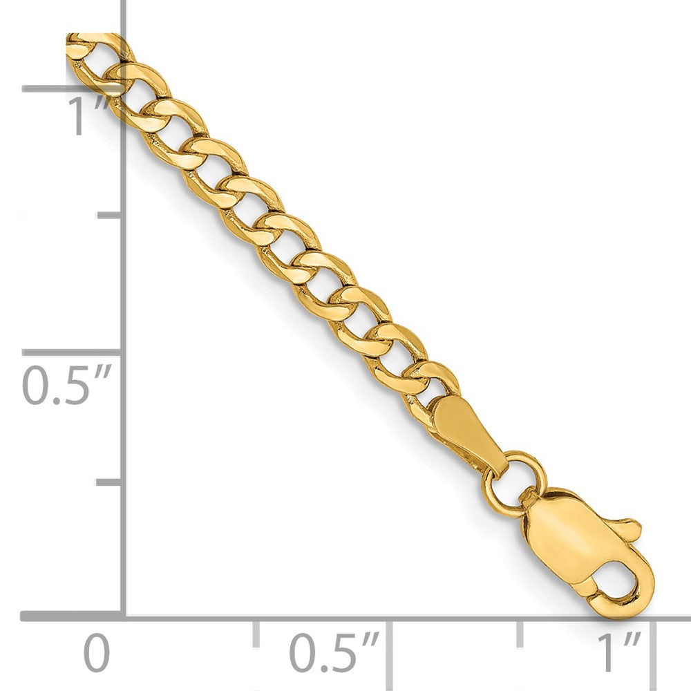 14K 8 inch 2.85mm Semi-Solid Curb with Lobster Clasp Bracelet